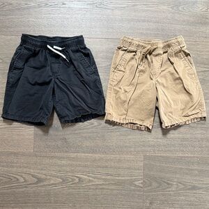 Cat & Jack Boy's Medium Size 8 Khaki Shorts Black Shorts Pull On Set of Two
